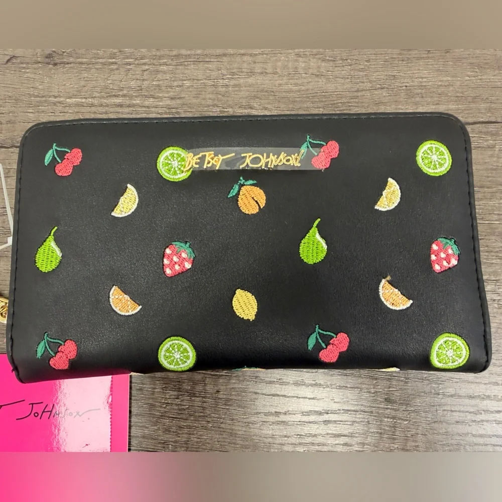 Betsey Johnson Black Wallet with Fruit Accents